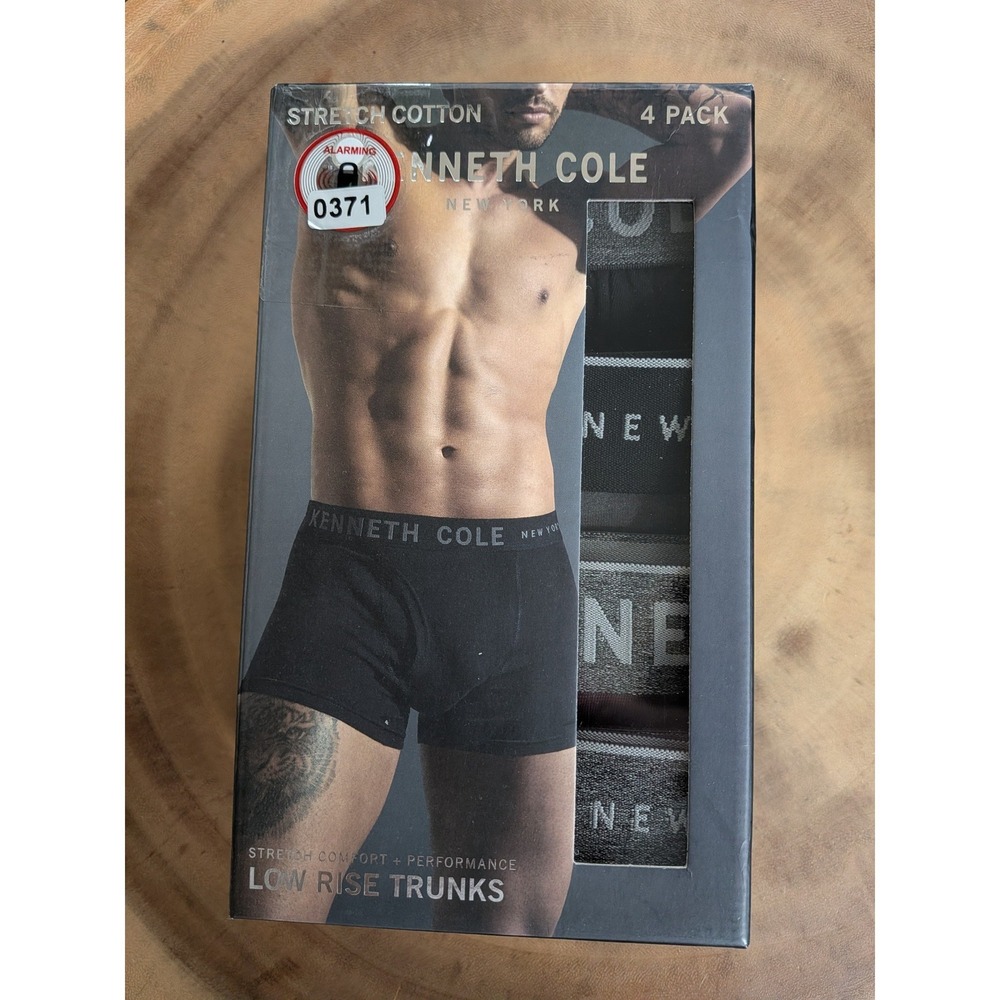 Kenneth Cole New York Mens Low Rise Trunks 4-Pack Stretch Cotton Black Grey L